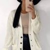 Knitwear * | Coupon Gigiland Uk Grandad Chunky Knit Warm And Cosy Button Up Cardigan Cream