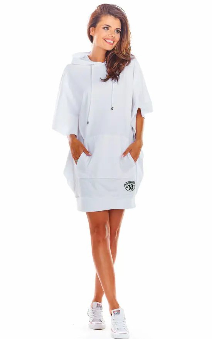 Dresses * | Brand New Awama Hooded Oversized Mini Dress In White