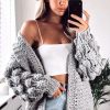 Knitwear * | New Cy Boutique Knitted Cardigan With Oversized Sleeves In Grey