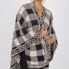 Knitwear * | Hot Sale Boutique Store Beige And Black Check Print Poncho One Size Fit (10 20)