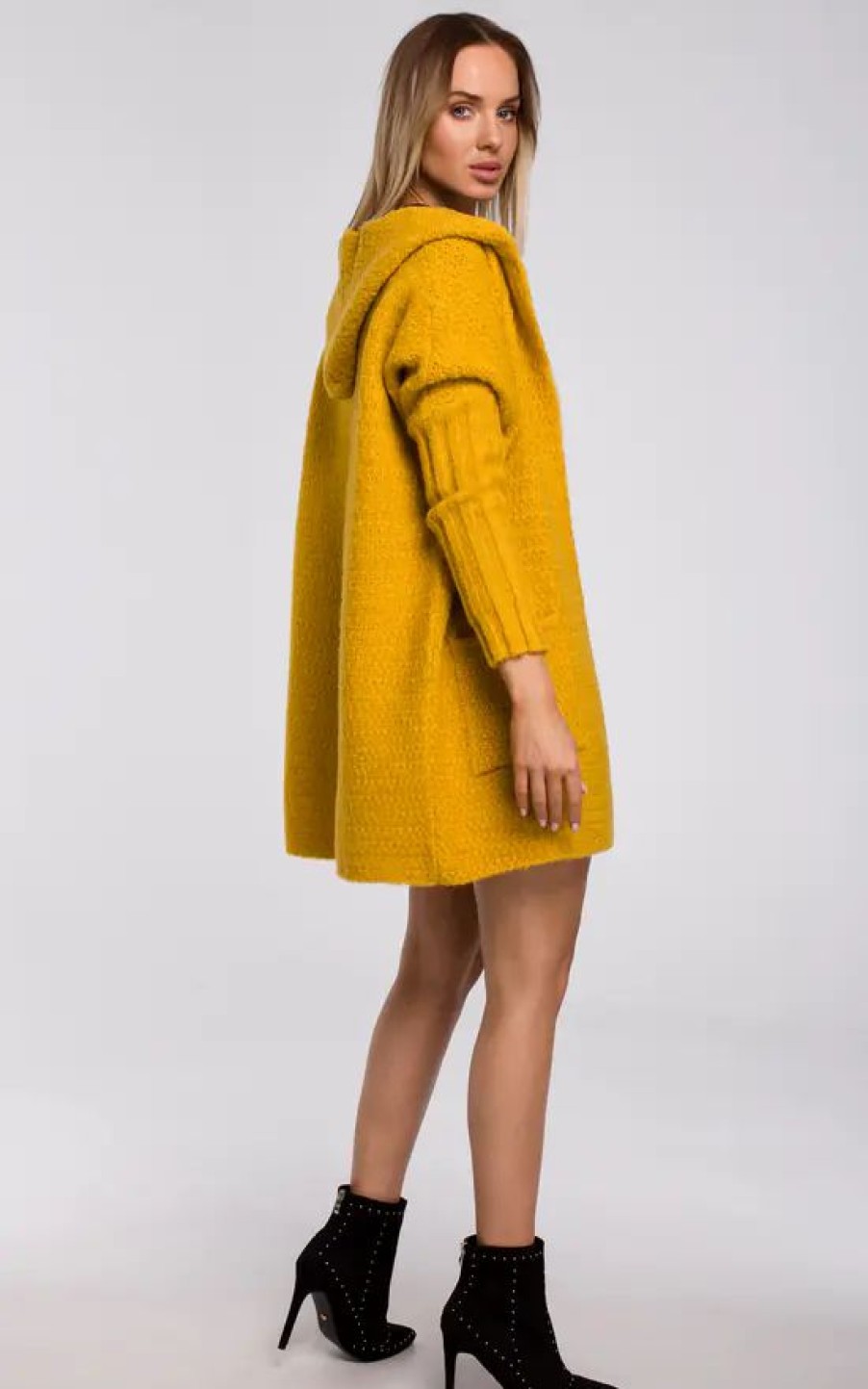 Knitwear * | Promo Moe Comfortable Chunky Knit Hooded Cardigan In Yellow