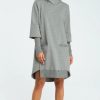 Dresses * | Brand New Moe Grey High Neck Long Sleeve Dress