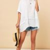 Tops * | Best Pirce Bella And Blue Oversized Top With Contrasting Hem In White