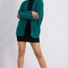 Knitwear * | Outlet Boutique Store Green Long Sleeve Open Front Knited Cardigan One Size Fit (10 To 14)