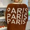 Knitwear * | Best Reviews Of Cy Boutique Oversized Paris Embroidered Cardigan In Brown