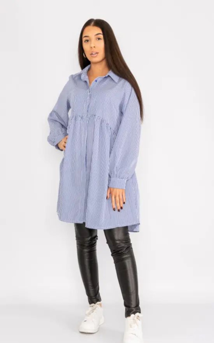 Dresses * | Coupon Loes House Long Sleeve Striped Shirt Dress