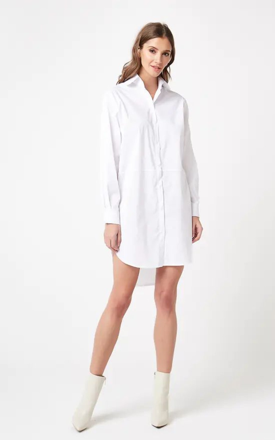 Dresses * | Budget Bergamo Loose Shirt Dress With Extended Back In White