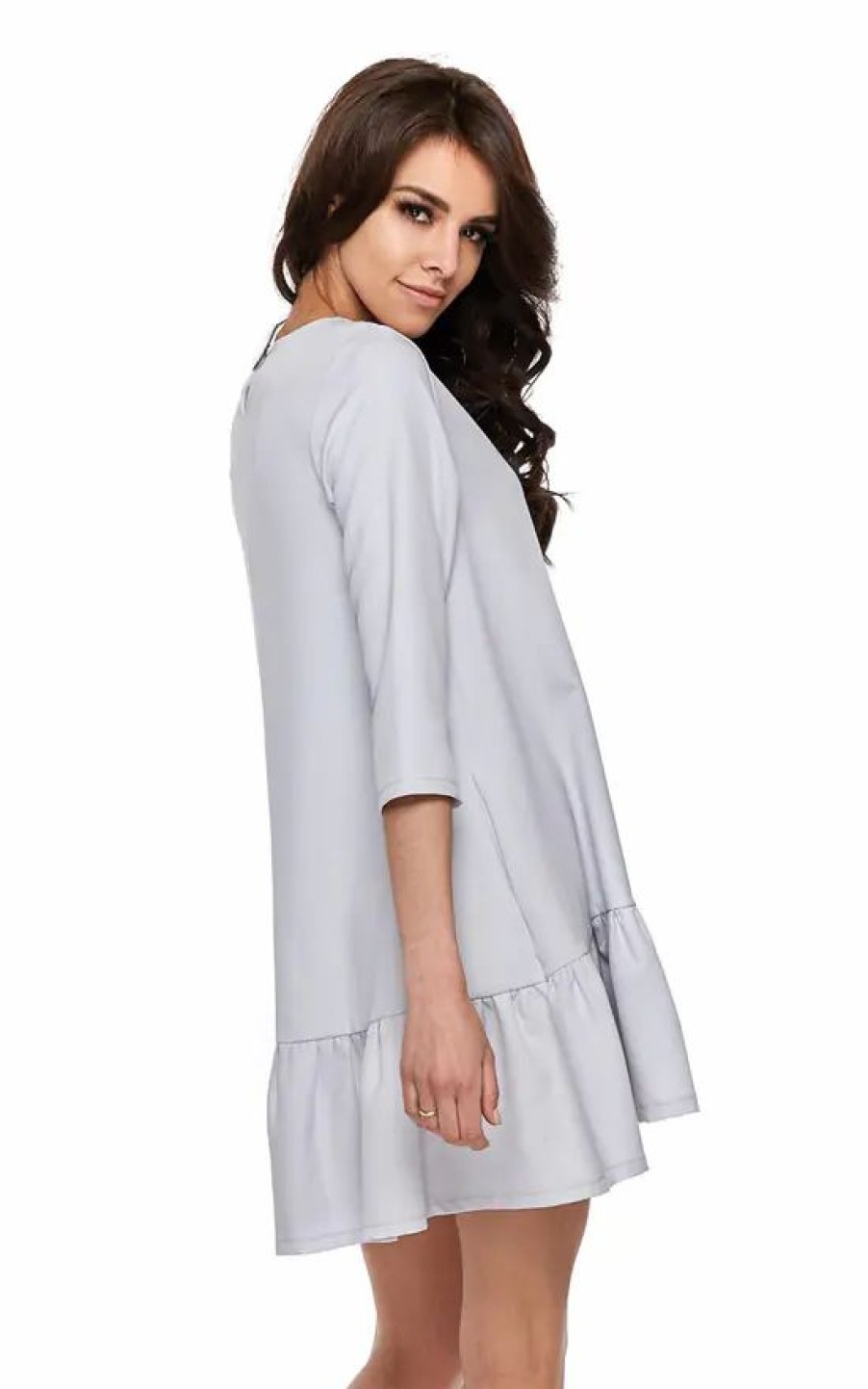 Dresses * | Best Pirce By Ooh La La Oversized Mini Dress With 3/4 Sleeves In Grey