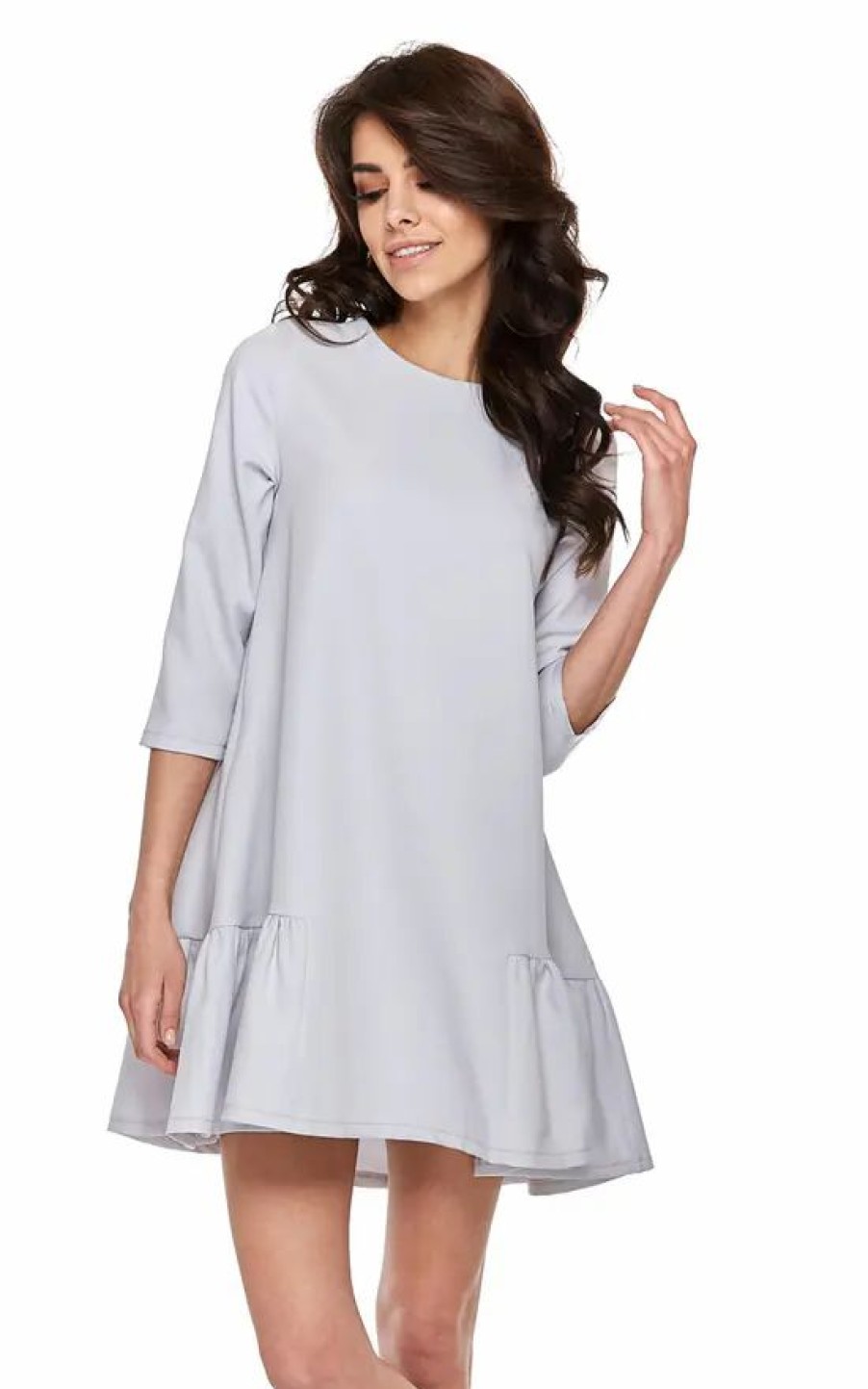 Dresses * | Best Pirce By Ooh La La Oversized Mini Dress With 3/4 Sleeves In Grey