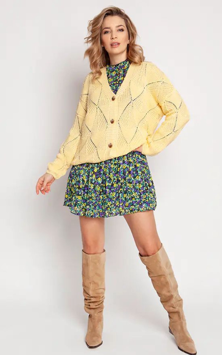 Knitwear * | New Mkm Knitwear Design Loose Spring Cardigan In Yellow