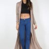 Knitwear * | Budget Oops Fashion Long Waterfall Cardigan In Mocha Brown