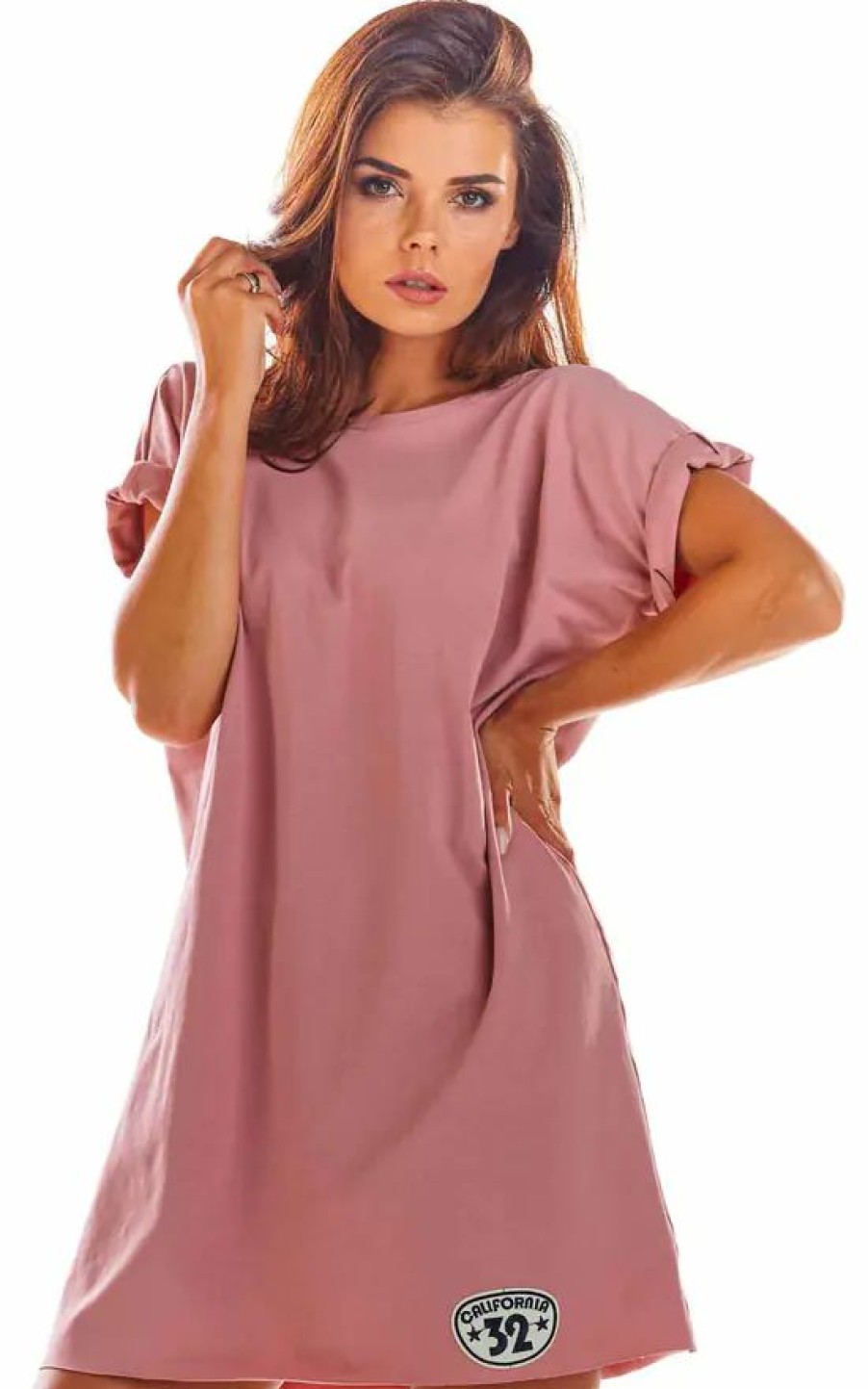 Dresses * | Hot Sale Awama Oversized Mini Dress With Low Back In Pink