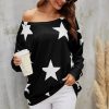 Tops * | Flash Sale Fs Collection Oversized Star Print Top In Black