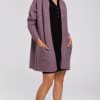 Knitwear * | Best Sale Moe Comfortable Chunky Knit Hooded Cardigan In Violet