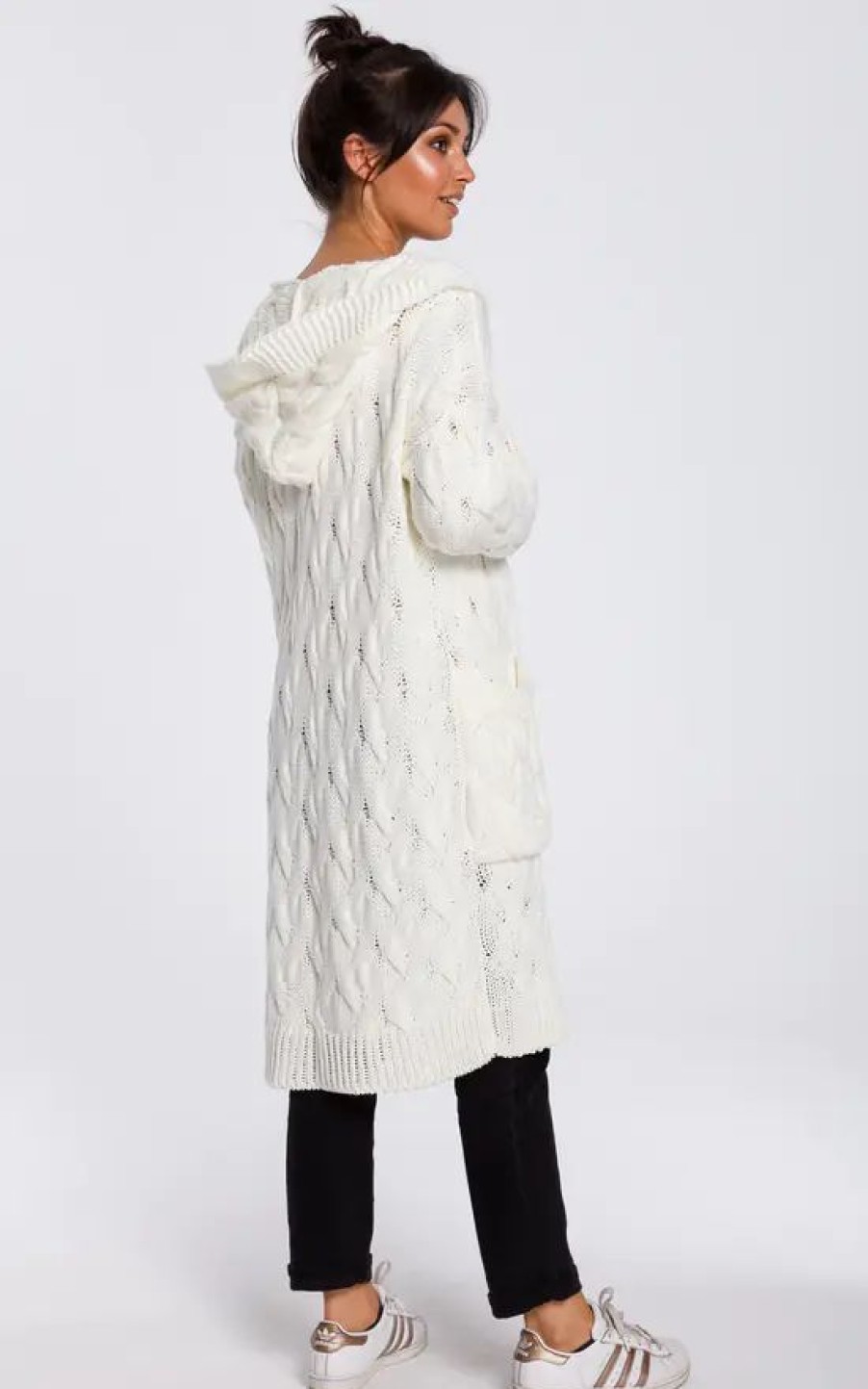 Knitwear * | Best Reviews Of Moe Long Cable Knit Cardigan In White