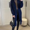 Knitwear * | Cheap Signage Oversized Navy Lurex Knit Longline Cardigan With Pockets And Balloon Sleeves