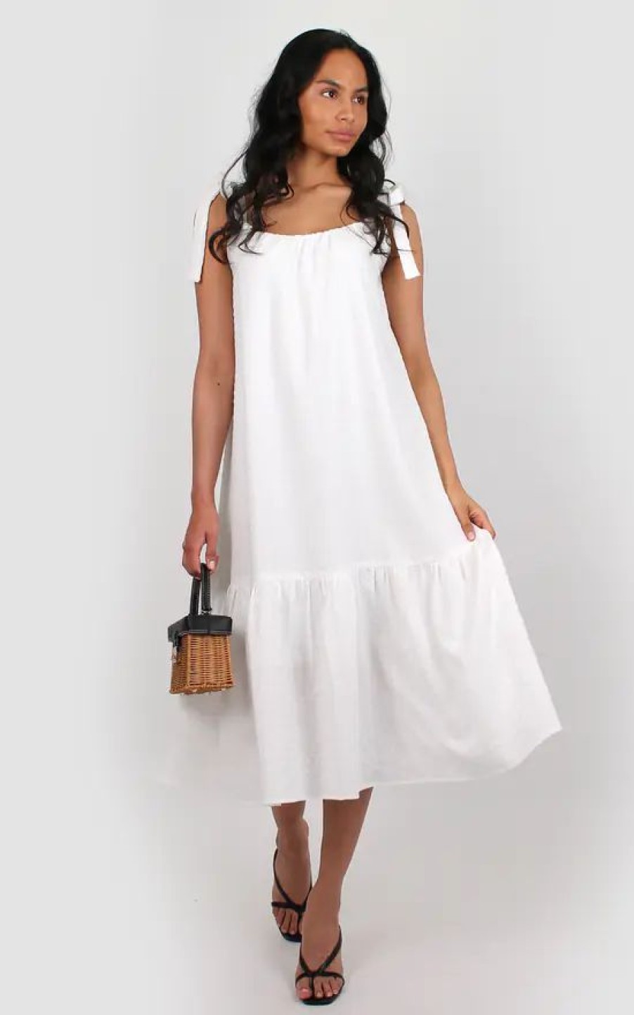 Dresses * | Promo Bullet Ivy Strappy White Sun Dress