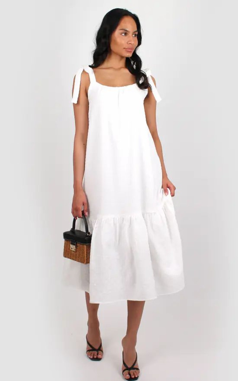 Dresses * | Promo Bullet Ivy Strappy White Sun Dress