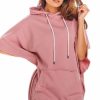 Dresses * | Top 10 Awama Hooded Oversized Mini Dress In Pink