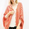 Knitwear * | Wholesale Cy Boutique Batwing Cardigan In Red And White Stripe