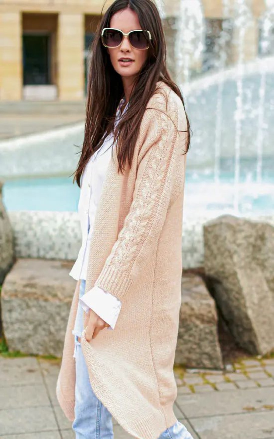 Knitwear * | Best Reviews Of Makadamia Pink Cardigan With Braid Detail