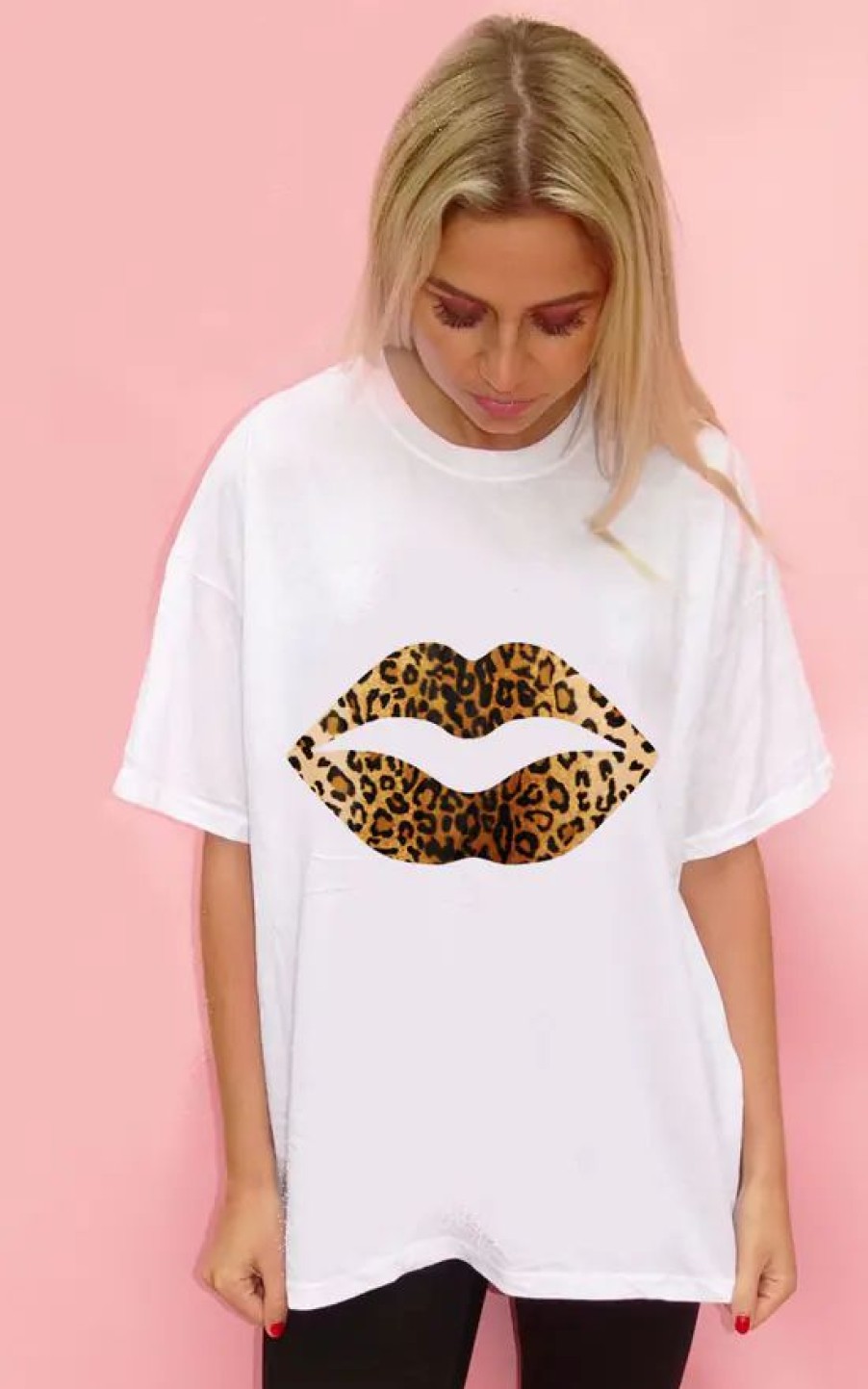 Tops * | Flash Sale Sade Farrell Leopard Lip Tee