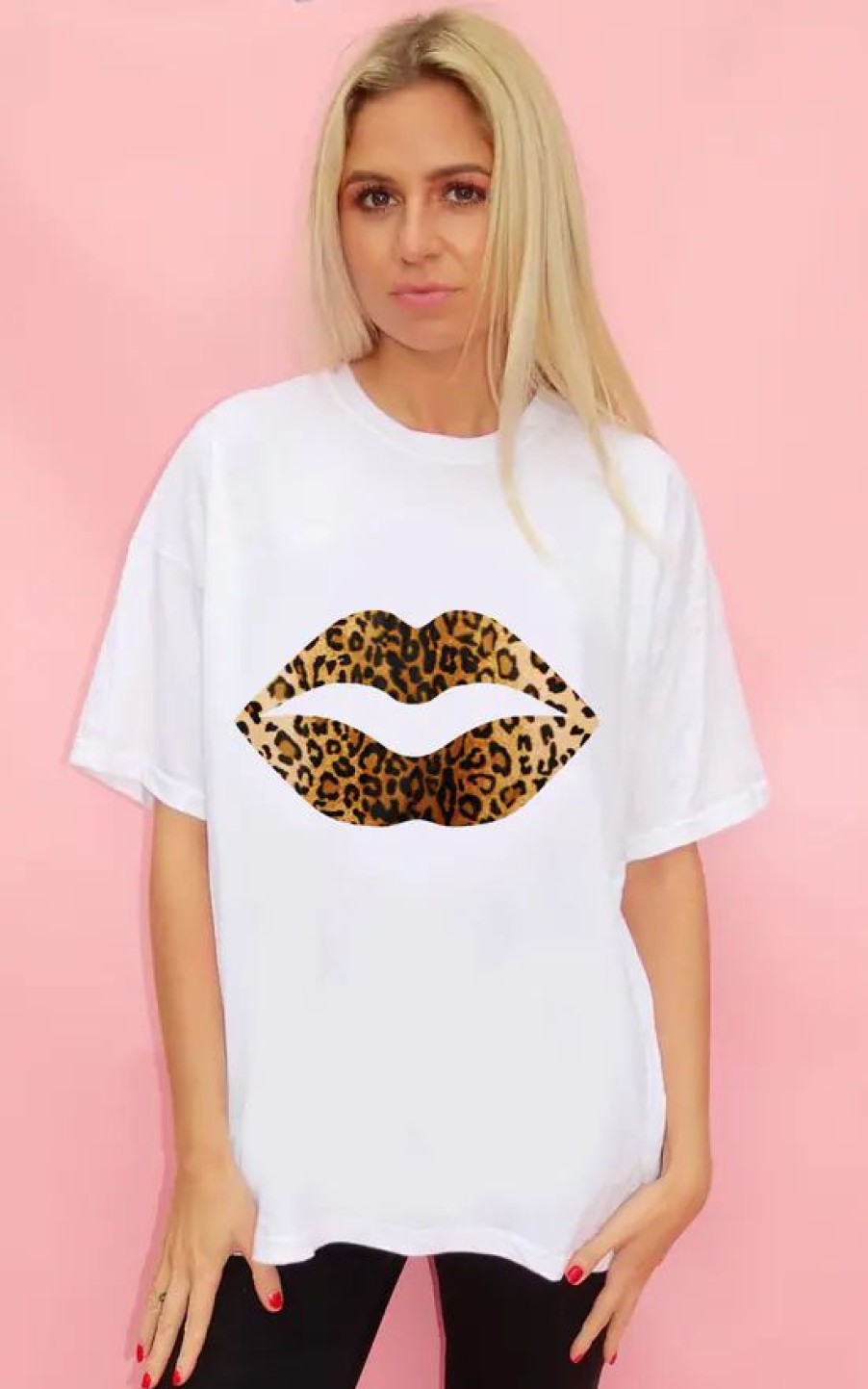 Tops * | Flash Sale Sade Farrell Leopard Lip Tee