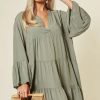 Dresses * | Brand New Blue Vanilla Libby Long Sleeve Oversized Khaki Tunic