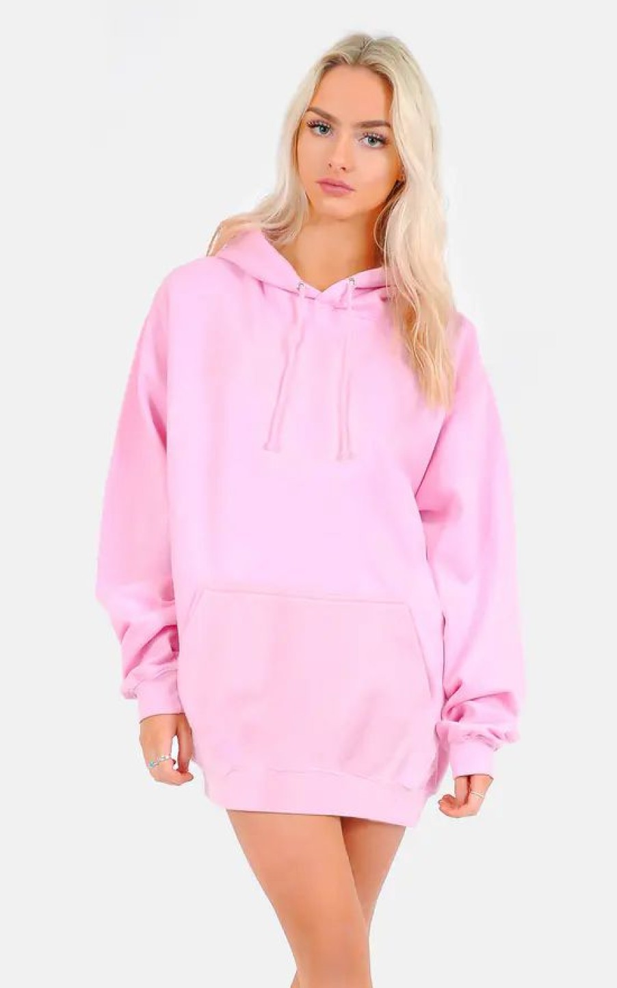 Sweaters & Hoodies * | Best Deal The Left Bank Baby Pink Cosy Warm Oversized Hoodie Jumper Dress