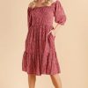 Dresses * | Cheap Dolly And Dotty Oversized Floaty Off Or On The Shoulder Day Casual Dress Burgundy Red & White Polka Dots