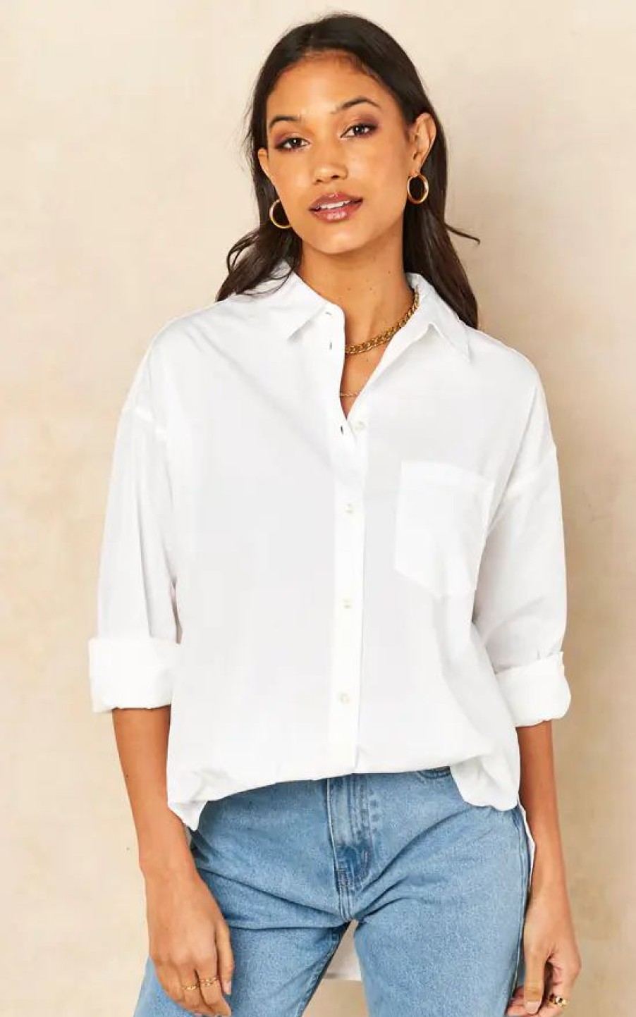 Tops * | Cheapest Jjxx Relaxed Fit Poplin Shirt In White