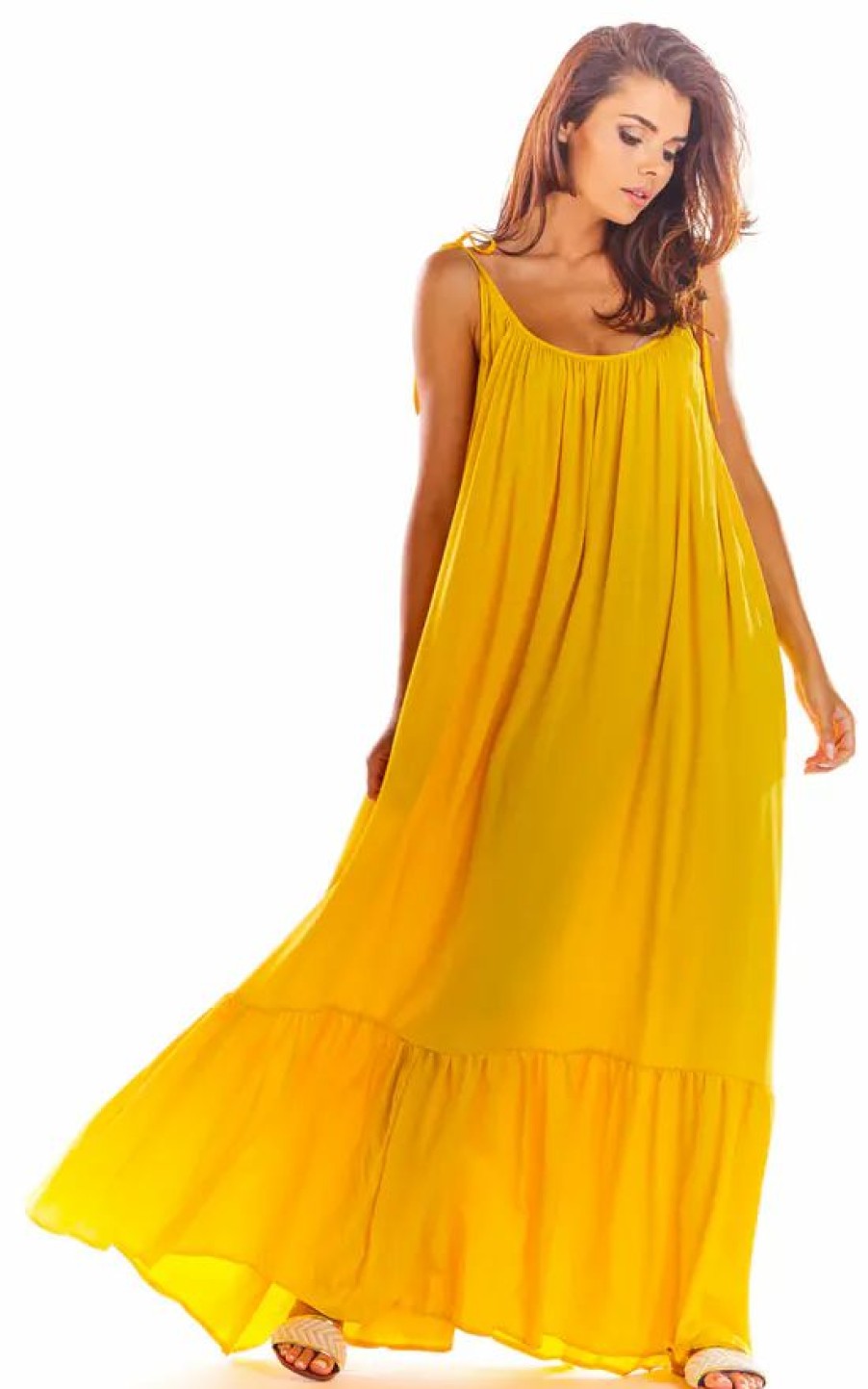 Dresses * | Discount Awama Oversized Maxi Summer Dress In Yellow