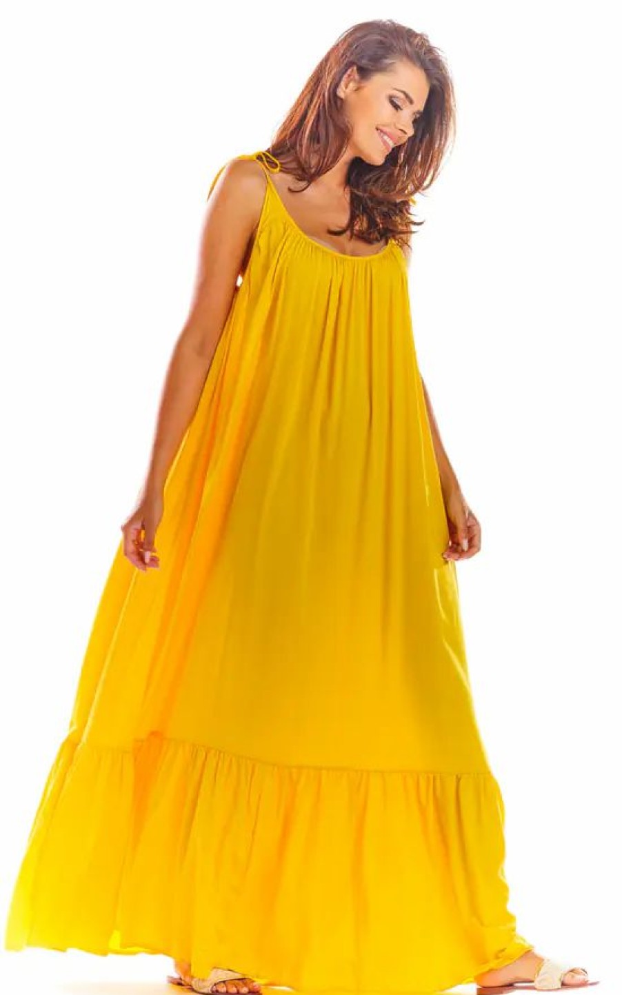 Dresses * | Discount Awama Oversized Maxi Summer Dress In Yellow