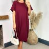 Dresses * | Discount Aftershock London Oversized Midi Dress With Pockets In Wine