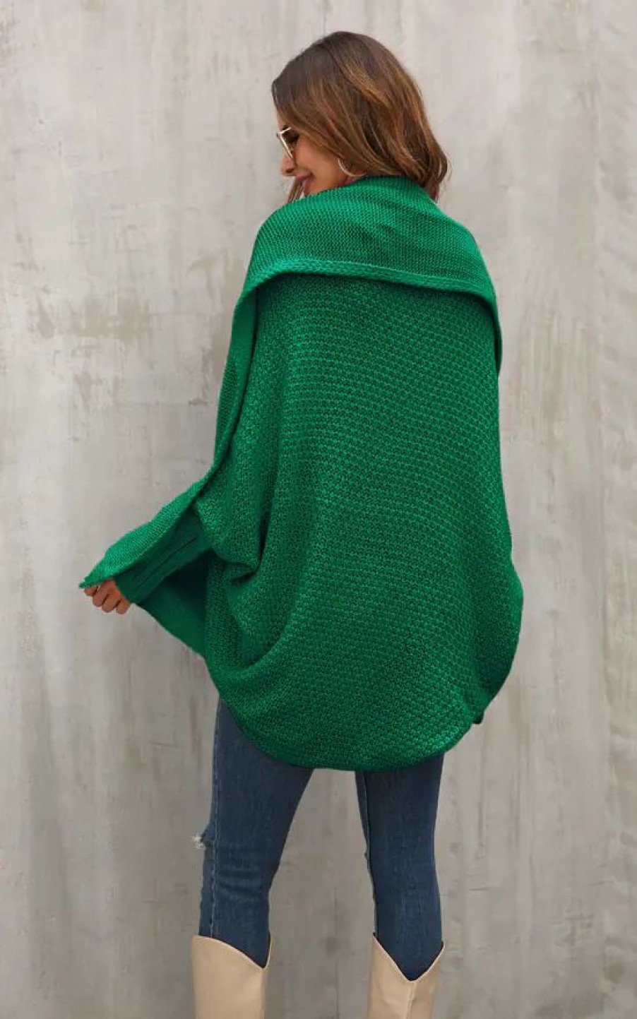 Knitwear * | New Fs Collection Chunky Pleat Oversized Cardigan In Dark Green