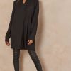 Tops * | Discount Hoxton Gal Oversized Long Sleeves Tunic With Button Details In Black