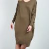 Dresses * | Budget Oops Fashion Kayley Mocha Long Sleeve Midi Dress With Open Back