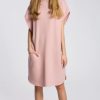 Dresses * | Cheap Moe Oversized Hooded Dress With Pockets In Light Pink