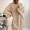 Dresses * | Best Sale Ikrush Macey High Neck Knitted Jumper Dress In Beige