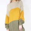 Dresses * | Flash Sale Oops Fashion Bella Oversized Jumper Dress In Khaki Stripe