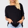 Tops * | Brand New Oops Fashion Oversized Basic Jersey T Shirt In Black