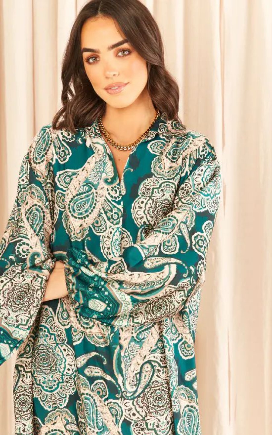 Tops * | Cheap Blue Vanilla Paisley Print Shirt