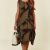 Dresses * | Deals Cy Boutique Sleeveless Oversized Cotton Dress In Green Print