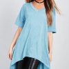 Tops * | Best Sale Oops Fashion Oversized T Shirt With Dipped Hem In Turquoise