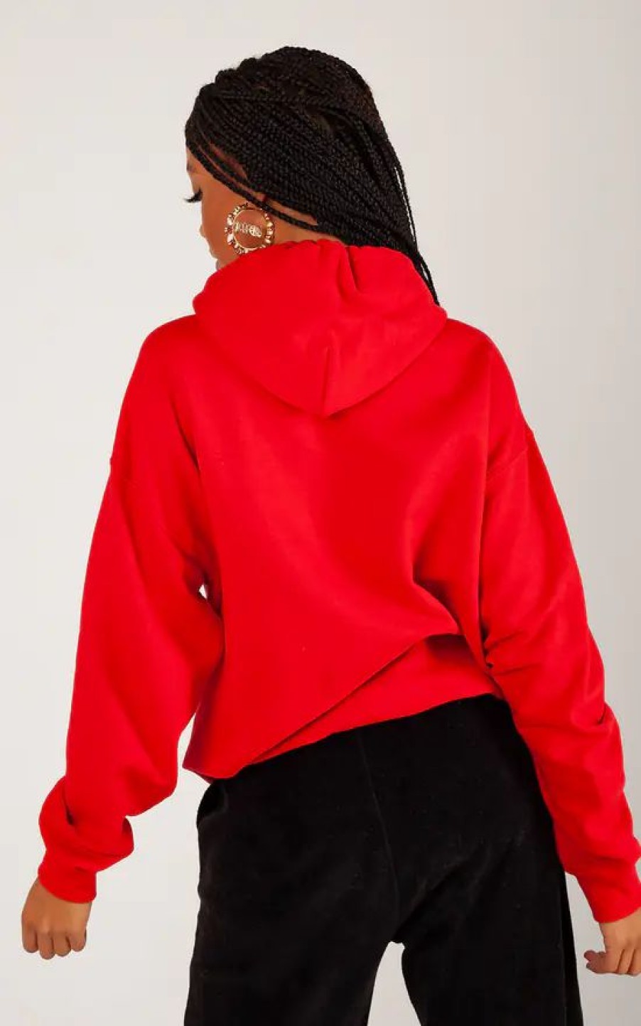 Sweaters & Hoodies * | Discount Lime Blonde Oversized Hoodie In Red With Black Glitter Hearts