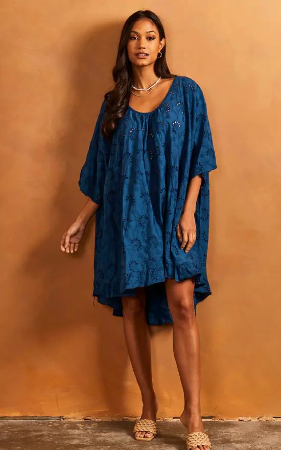 Dresses * | New Bella And Blue Embroidered Mini Dress/Top In Navy