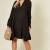 Dresses * | Best Reviews Of Blue Vanilla Libby Long Sleeve Oversized Tunic Black