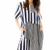 Dresses * | Best Reviews Of Loes House Striped Linen Look Smock Dress In Navy