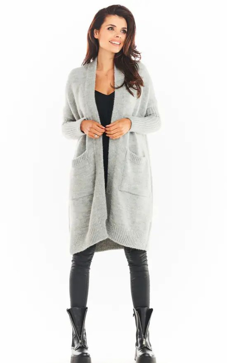 Knitwear * | Buy Awama Loose Cardigan With Pockets In Grey