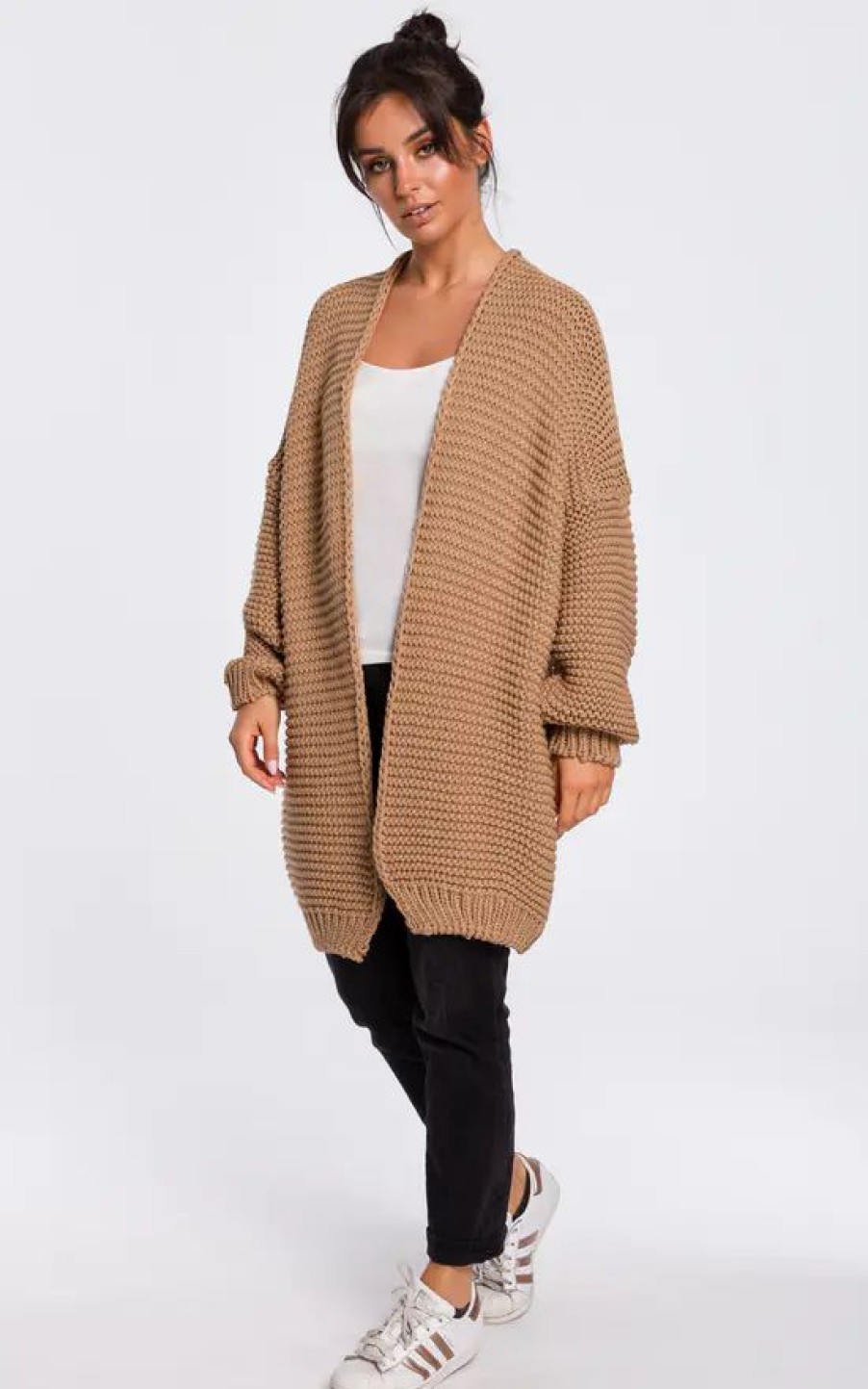 Knitwear * | Brand New Moe Caramel Brown Oversized Cardigan With Wide Sleeves